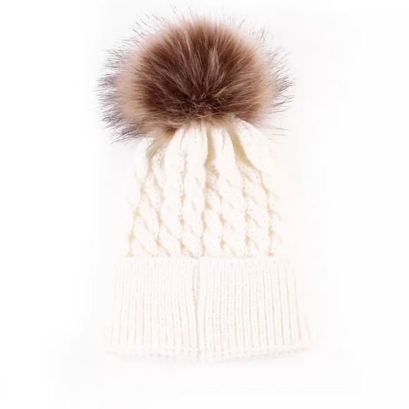 Other - White kid’s Knit Beanie with Pom Pom